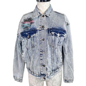 Ashley Vintage Charm Lucky Road Painted Denim Jacket Women's Large